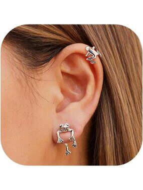 Women's Vintage Push Back Cute Stuff Vintage Shaped Stud Animal Frog  Earrings